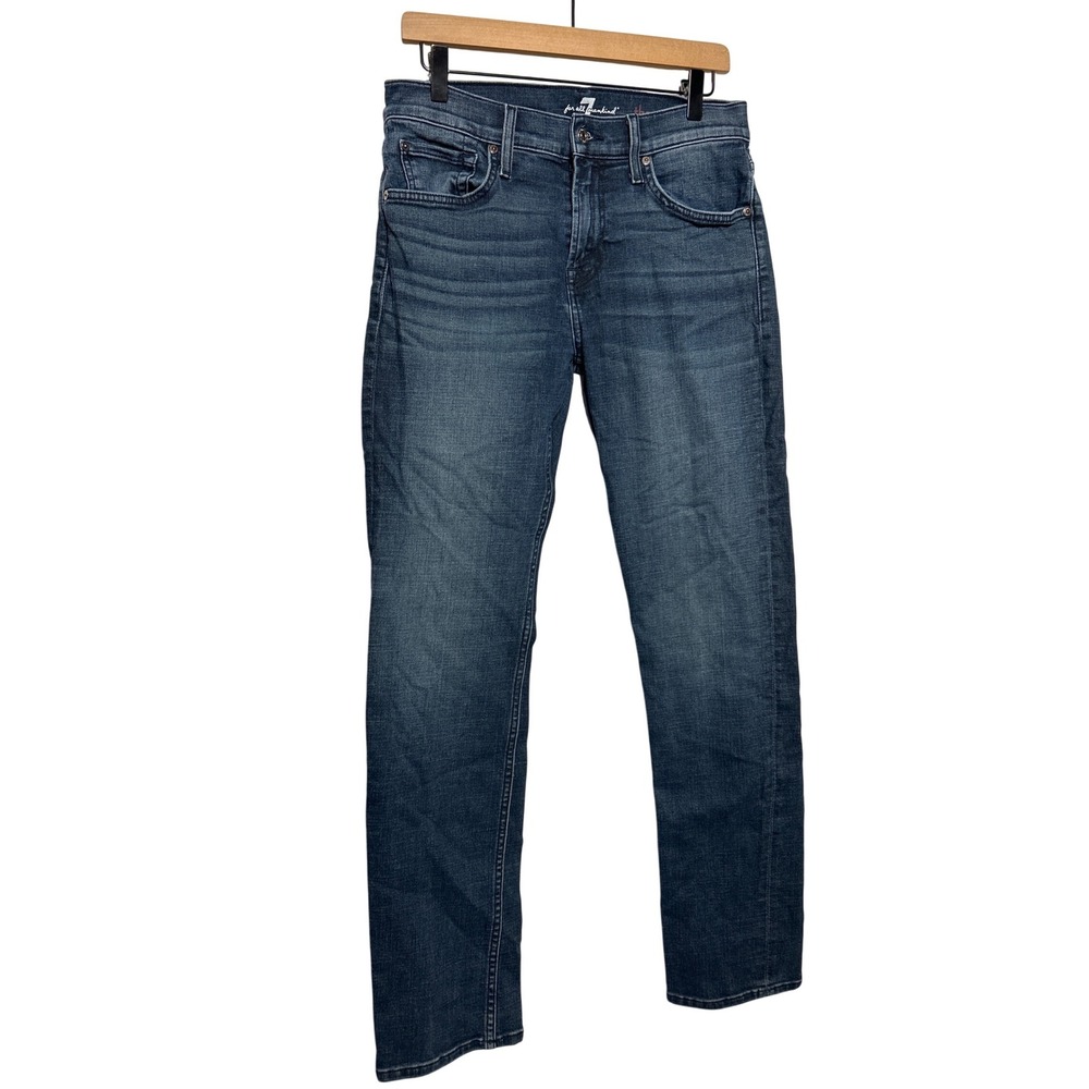 7 For All Mankind The Straight Mid Rise Dark Wash Denim Jeans Women's Size 30